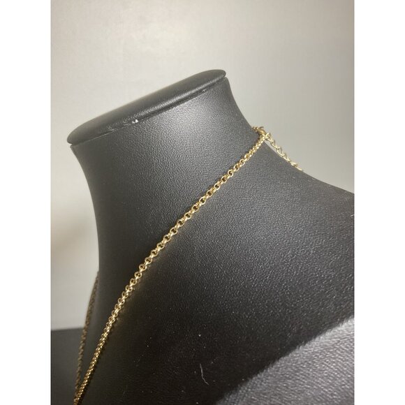 Gold Tone Chain Necklace With Turquoise Colored Teardrop Pendant - Picture 4 of 5